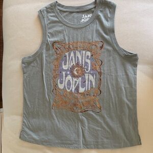 NWOT Janis Joplin Graphic Tank Top in Sage Green